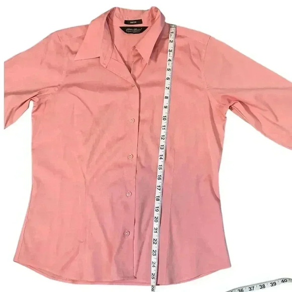 Eddie Bauer Salmon Pink 3/4 Sleeve Size Medium Stretch Winkle Resistant - Picture 10 of 11